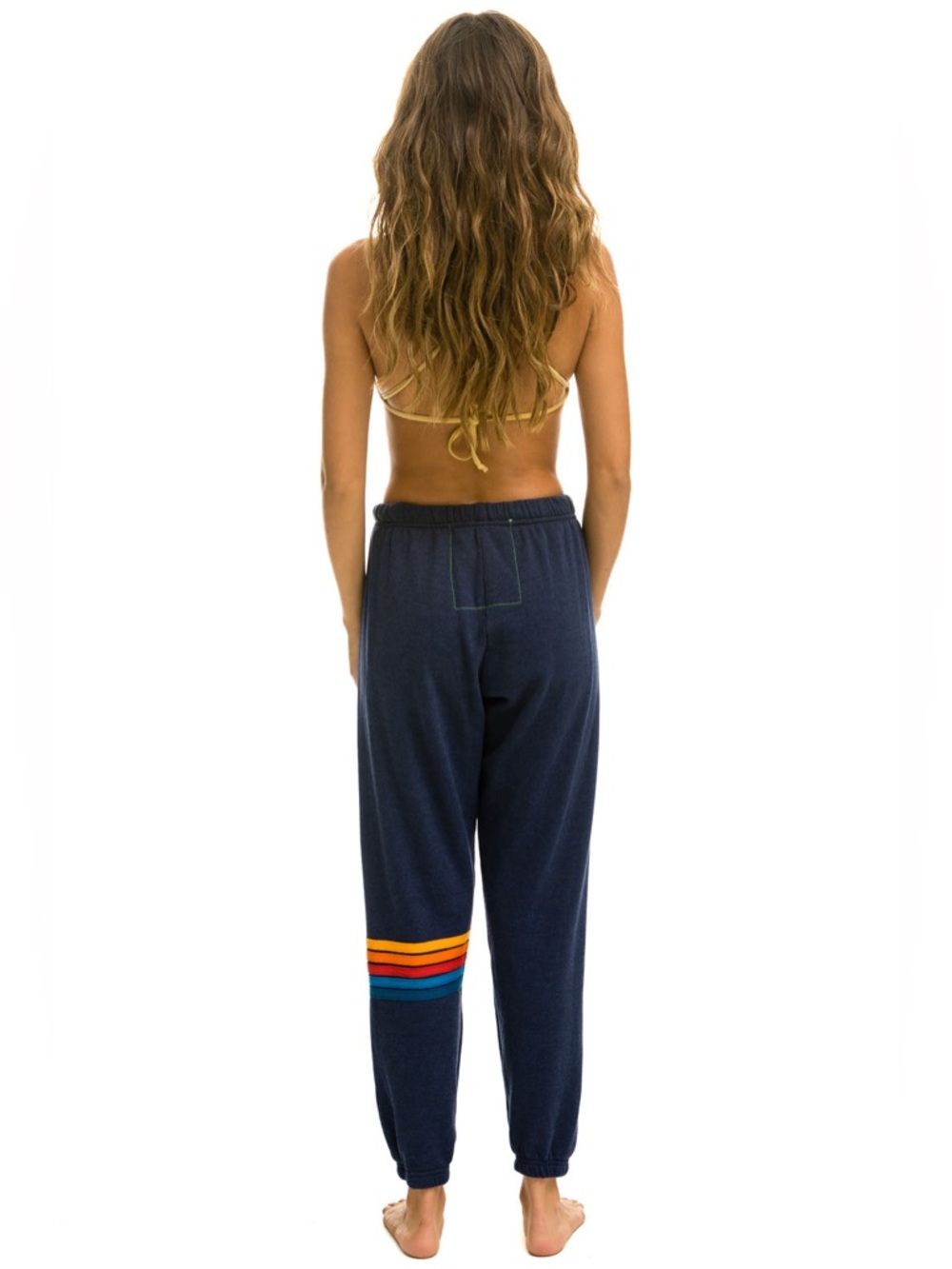 Aviator Nation Rainbow Stitch Sweatpants ~ Navy Size Small - Picture 3 of 14